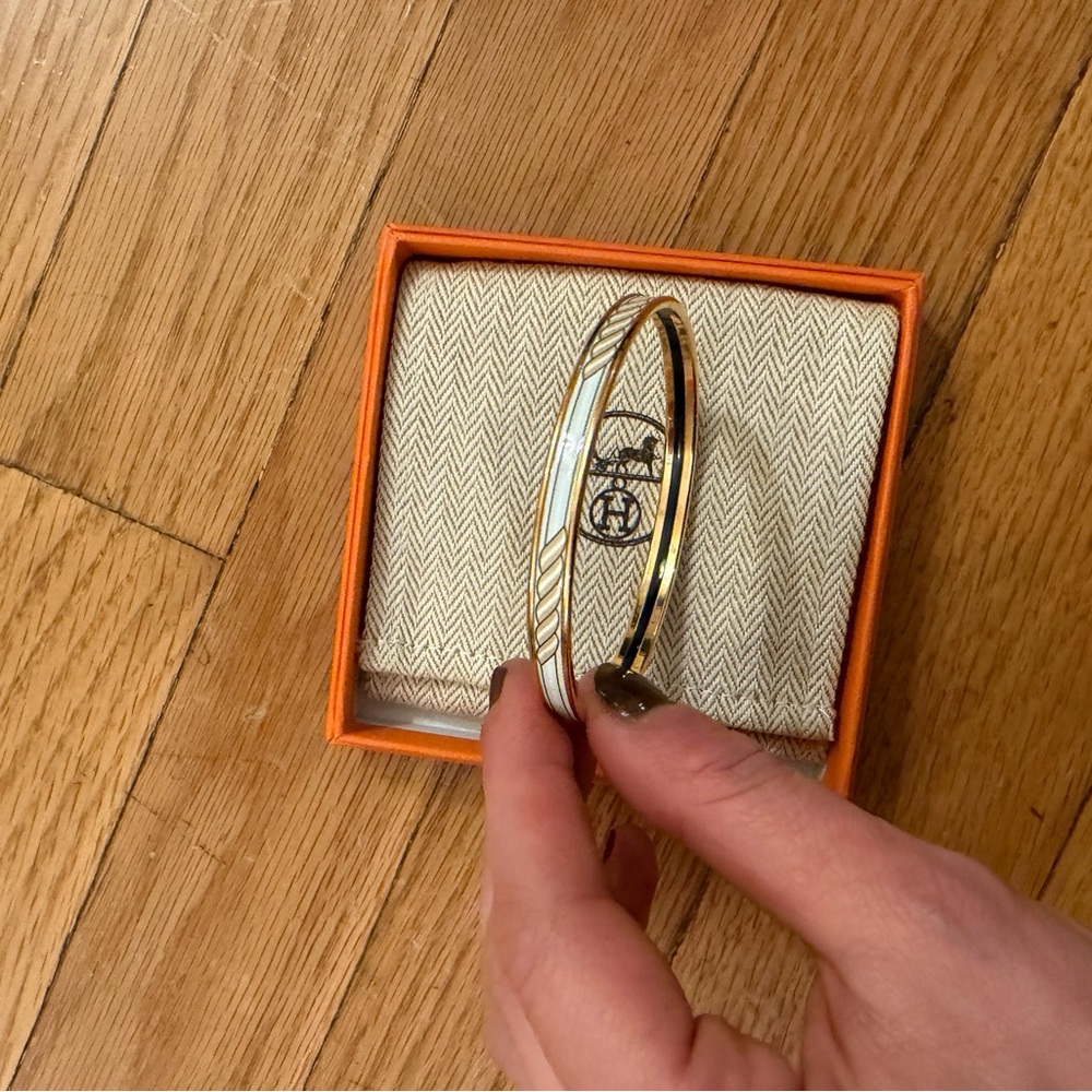 Hermès Turquoise and Gold Bangle Bracelet